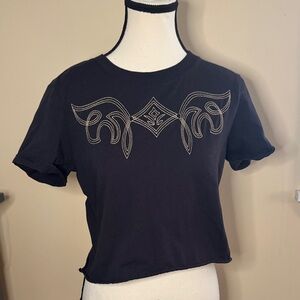 IDYLLWIND WOMEN'S WARREN BOOT STITCH SHORT SLEEVE cowboy crop TEE SMALL